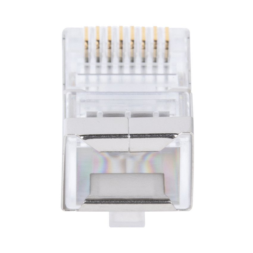 Bote con 100 Plugs Pass Through RJ45 Cat6 Blindado Chapado de Oro a 30 Micras para Durabilidad Extrema
