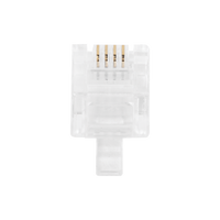 Bote con 100 Piezas de Plug Modular Tipo RJ11 de 4 Contactos Chapado de Oro a 50 Micras