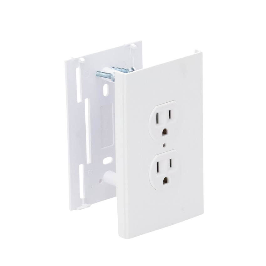 Contacto eléctrico doble, soporte y tapa color blanco de PVC auto extinguible,  para canaleta TEK100 (5591-10200)