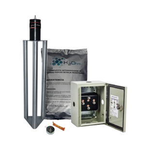 Electrodo de puesta a tierra de 400 A Fabricado en Acero inoxidable con  Filtro y Compuesto H2Ohm.