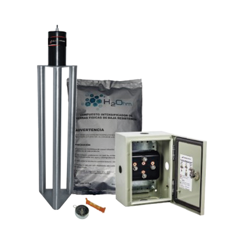 Electrodo de puesta a tierra de 400 A Fabricado en Acero inoxidable con  Filtro y Compuesto H2Ohm.