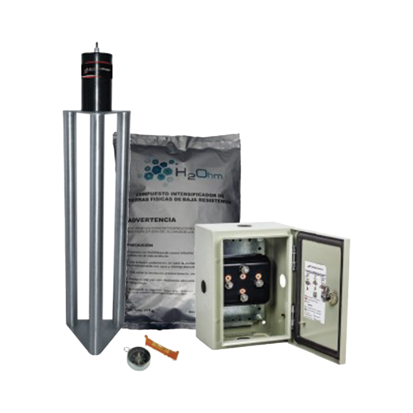 Electrodo de puesta a tierra de 400 A Fabricado en Acero inoxidable con  Filtro y Compuesto H2Ohm.