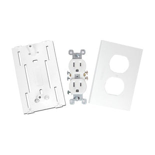 Contacto eléctrico doble, soporte y tapa color blanco de PVC auto extinguible,  para canaleta TEK100 (5591-10200)