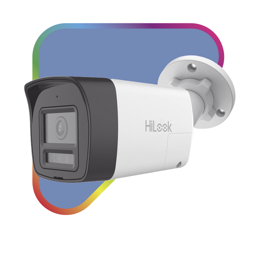 [Audio Bidireccional + Dual Light + ColorVu] Bala TURBOHD 2 Megapixel (1080p) / Lente 2.8 mm / 30 mts IR EXIR + 20 mts Luz Blanca / Micrófono y Bocina Integrado / Exterior IP67 / Metal / dWDR