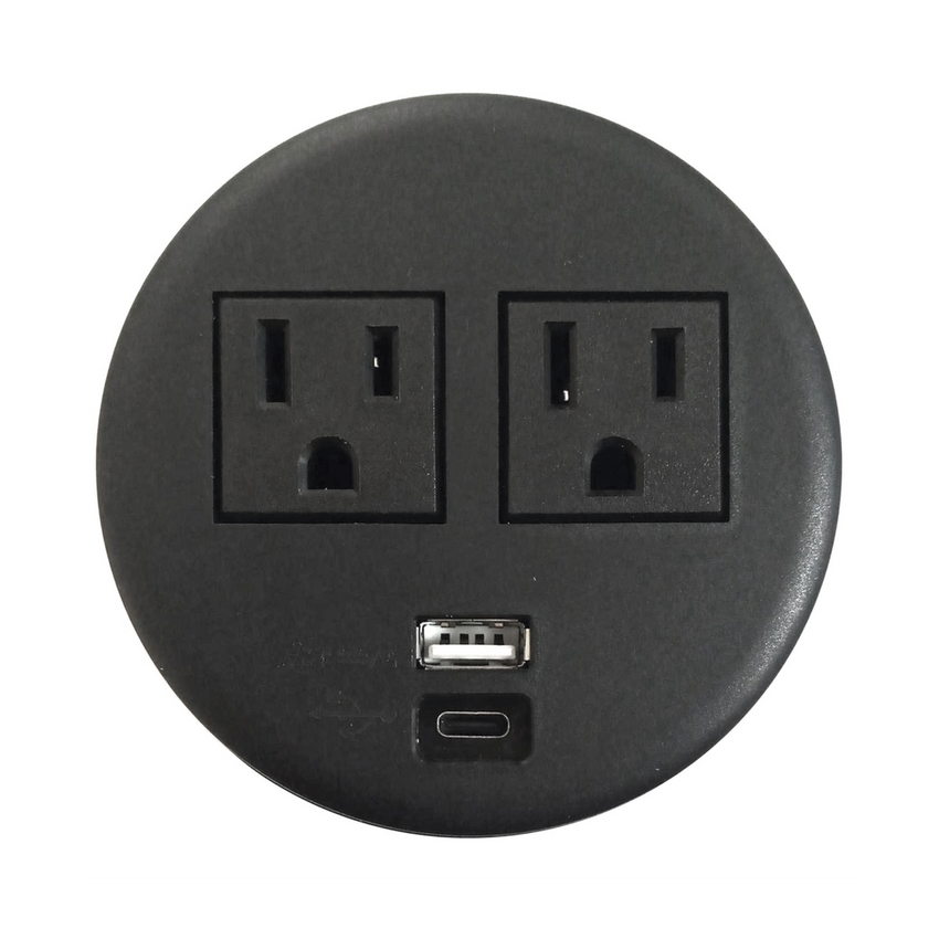 Multicontactos Empotrable Doble/ USB A & C, Color Negro, No Incluye Cable de Poder (11000-83604)