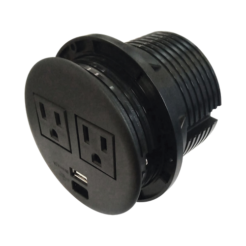 Multicontactos empotrable Doble/ USB "A & C", Color Negro, no incluye cable de poder (11000-83604)