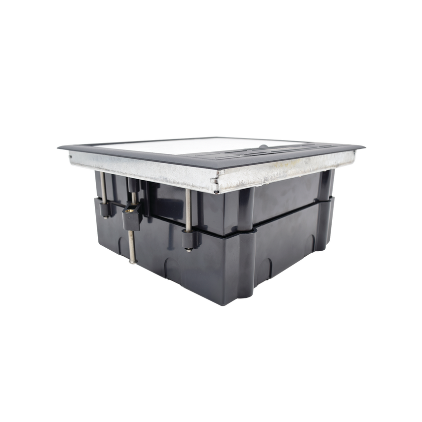 Caja de Piso para Dos Módulos Universales (Socket M2), para Alimentación Eléctrica y Redes de Datos (11000-33401) No Incluye Faceplates
