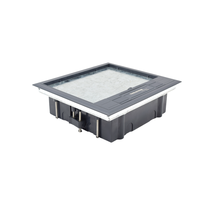 Caja de Piso para Cuatro Módulos Universales (Socket M4), para Alimentación Eléctrica y Redes de Datos (11000-43401) No Incluye Faceplates