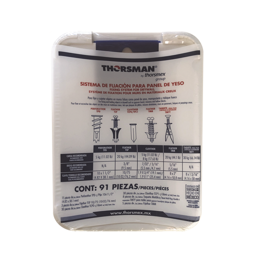 Kit para Sistemas de Fijación en Yeso, Muros Falsos, Tabique hueco, Uso en interiores  (91 piezas)