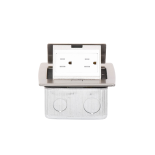 Mini Caja de Piso Rectangular en Acero Inoxidable con 2 Contactos Eléctricos (11000-21201)