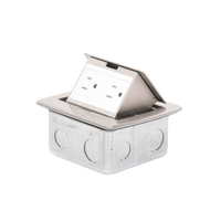 Mini Caja de Piso Rectangular en Acero Inoxidable con 2 Contactos Eléctricos (11000-21201)