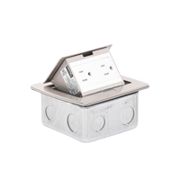 Mini Caja de Piso Rectangular en Acero Inoxidable con 2 Contactos Eléctricos (11000-21201)