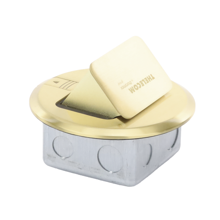Mini Caja de Piso Redonda para Datos o Conectores Tipo Keystone, Color Bronce (3 Contactos) (11000-12102)
