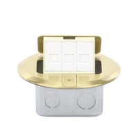 Mini Caja de Piso Redonda para Datos o Conectores Tipo Keystone, Color Bronce (3 Contactos) (11000-12102)