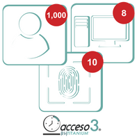[BAJO PEDIDO] Licencia para software de Tiempo & Asistencia compatible con SISTEMAS DE NOMINA / 1,000 Empleados / 10 Relojes checadores / 10 PC / Acceso3 - TITANIUM