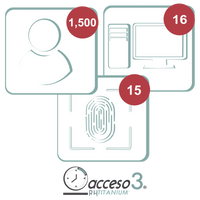 [BAJO PEDIDO] Licencia para software Acceso3 TITANIUM / 3 Años / 1500 Empleados / 16 reloj / 16 PC