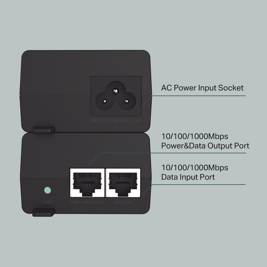 Inyector PoE+ (30W) / Gigabit 802.3 af/at / 2 puertos 10/100/1000 Mbps / Plug and Play / Fuente alimientación Integrada