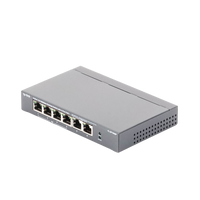 Switch PoE no Administrable de escritorio / 6 puertos 10/100 Mbps / 4 puertos PoE af/at / Presupuesto 67 W / Modo Extensor hasta 250 m / Calidad video prioritaria