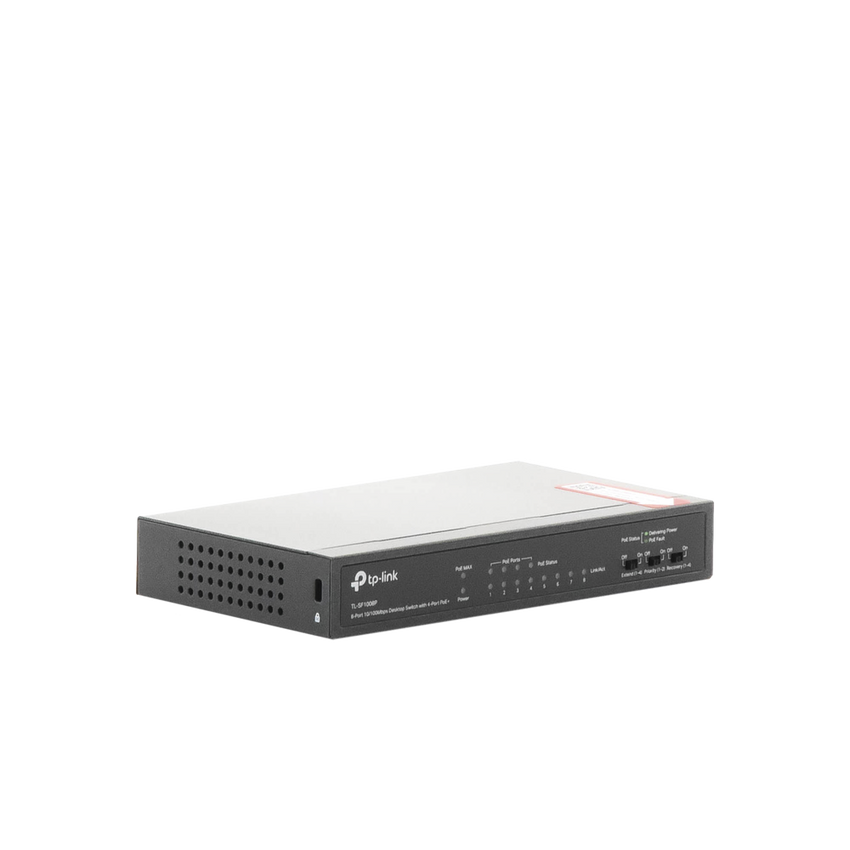Switch PoE+ No Administrable / De Escritorio 8 puertos 10/100 Mbps / 4 puertos PoE af/at Inteligente / Presupuesto 66 W / Hasta 250 metros