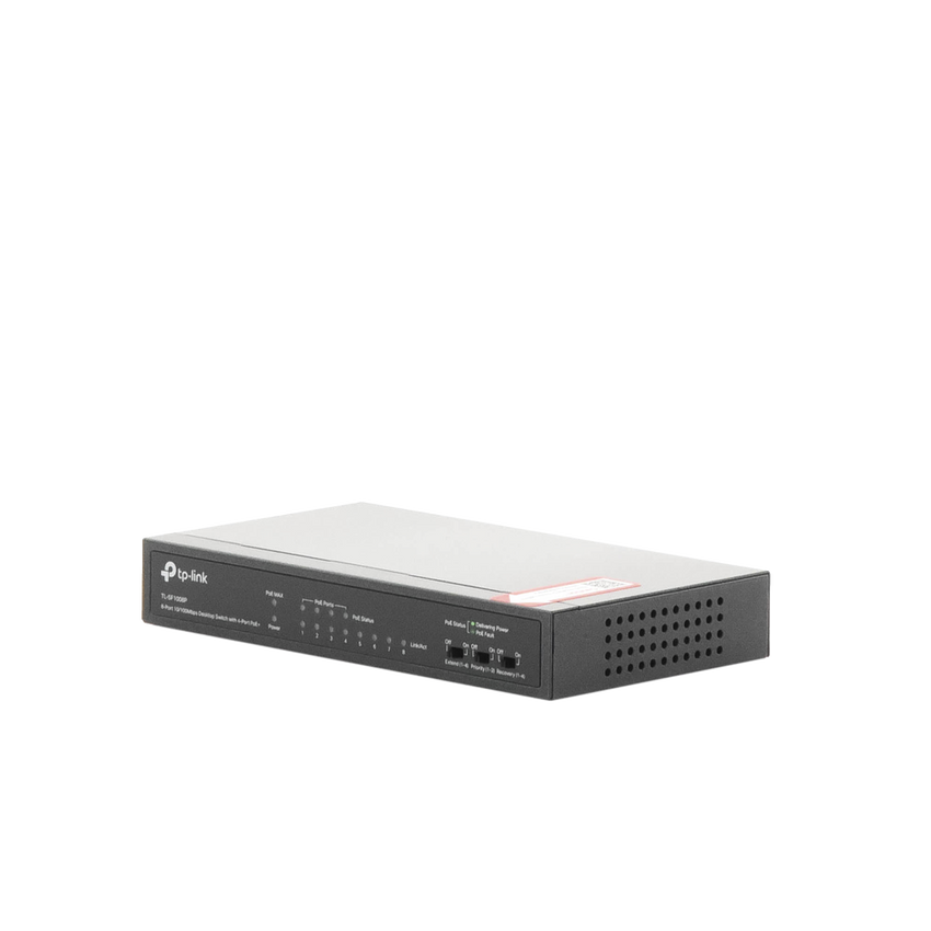 Switch PoE+ No Administrable / De Escritorio 8 puertos 10/100 Mbps / 4 puertos PoE af/at Inteligente / Presupuesto 66 W / Hasta 250 metros