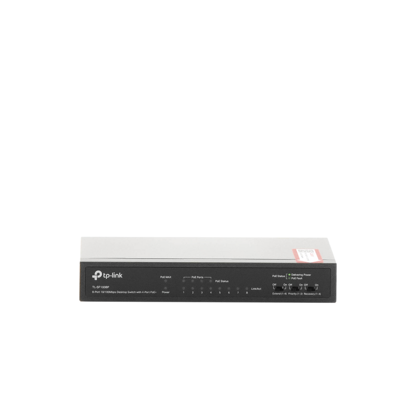 Switch PoE+ No Administrable / De Escritorio 8 puertos 10/100 Mbps / 4 puertos PoE af/at Inteligente / Presupuesto 66 W / Hasta 250 metros