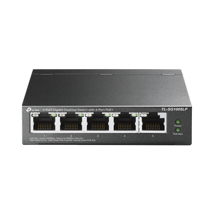 Switch Escritorio No Administrable de 5 puertos 100/100/1000 Mbps / Con 4 puertos PoE 802.3af/at de hasta 40 W