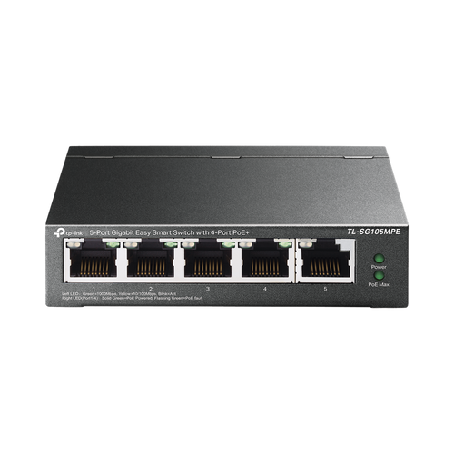 Switch Administrable / Escritorio Easy Smart / 5 puertos 10/100/1000 Mbps / IGMP para Vigilancia / Calidad en el Servicio (QoS) / Gestión GUI / Recuperación automática PoE