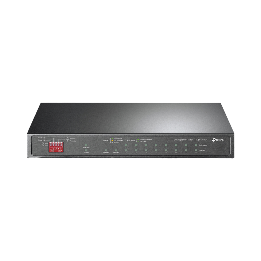 Switch PoE+ No Administrable De Escritorio 10 Puertos / 8 puertos 10/100/1000 Mbps PoE af/at Inteligiente / Presupuesto 123 W / Modo Extendido hasta 250 metros