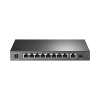 Switch de escritorio PoE+, no Administrable 8 puertos 10/100/1000 Mbps + 1 puertos 10/100/1000 Mbps (Uplink) + 1 puerto SFP, 63W