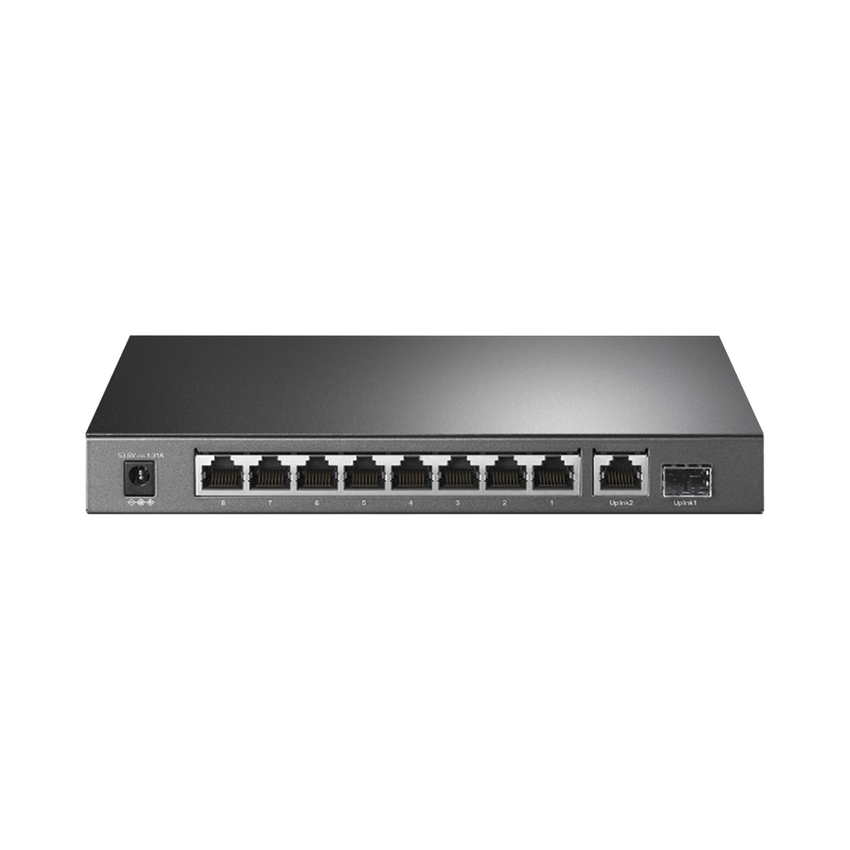 Switch de escritorio PoE+, no Administrable 8 puertos 10/100/1000 Mbps + 1 puertos 10/100/1000 Mbps (Uplink) + 1 puerto SFP, 63W