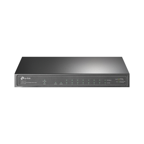 Switch de escritorio PoE+, no Administrable 8 puertos 10/100/1000 Mbps + 1 puertos 10/100/1000 Mbps (Uplink) + 1 puerto SFP, 63W