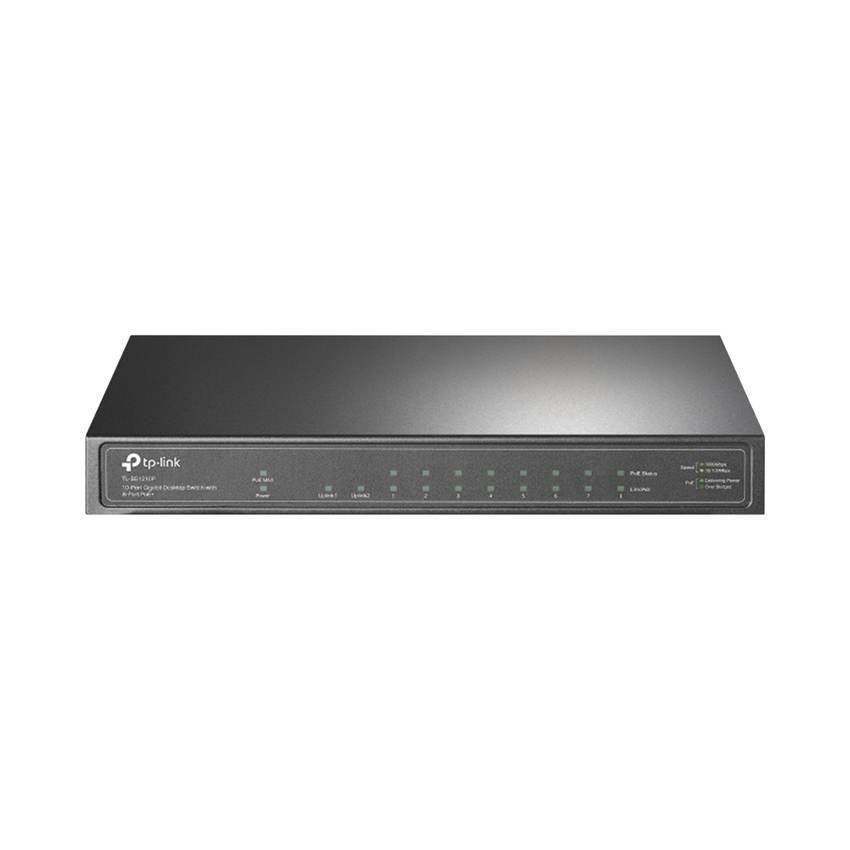 Switch de escritorio PoE+, no Administrable 8 puertos 10/100/1000 Mbps + 1 puertos 10/100/1000 Mbps (Uplink) + 1 puerto SFP, 63W
