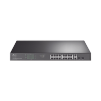 Switch no administrable de 16 puertos 10/100/1000Mbps y PoE af/at, 2 puertos SFP hasta 250W.