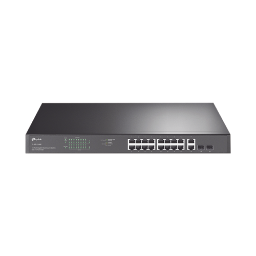 Switch no administrable de 16 puertos 10/100/1000Mbps y PoE af/at, 2 puertos SFP hasta 250W.