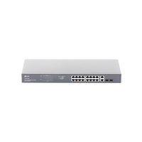 Switch no administrable de 16 puertos 10/100/1000Mbps y PoE af/at, 2 puertos SFP hasta 250W.
