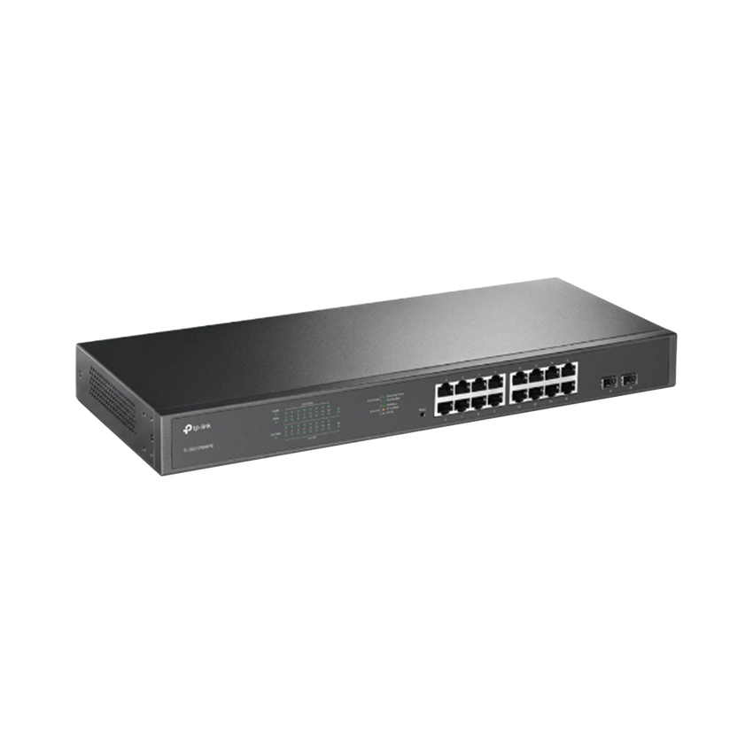 Switch JetStream de 16 puertos 10/100/1000Mbps y PoE af/at, 2 puertos SFP hasta 192W.