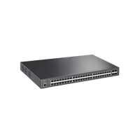 Switch L2+ Omada PoE+ / 48 Puertos PoE+ 10/100/1000 Mbps / 4 Puertos SFP+ 10G / 2 Puertos Consola (RJ45 y microUSB) / Administración Centralizada Omada o Stand-Alone / Multicast IGMP / Calidad de Servicio / Presupuesto PoE 500W / Montaje en Rack