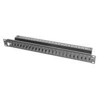 Patch Panel TERA-MAX Blindado de 24 Puertos, Modular (Vacío), Plano, Color Negro, 1UR
