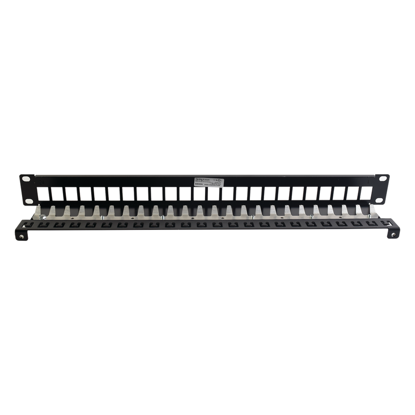 Patch Panel TERA-MAX Blindado de 24 Puertos, Modular (Vacío), Plano, Color Negro, 1UR