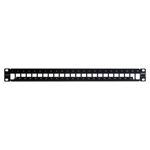 Patch Panel TERA-MAX Blindado de 24 Puertos, Modular (vacío), Plano, Color Negro, 1UR