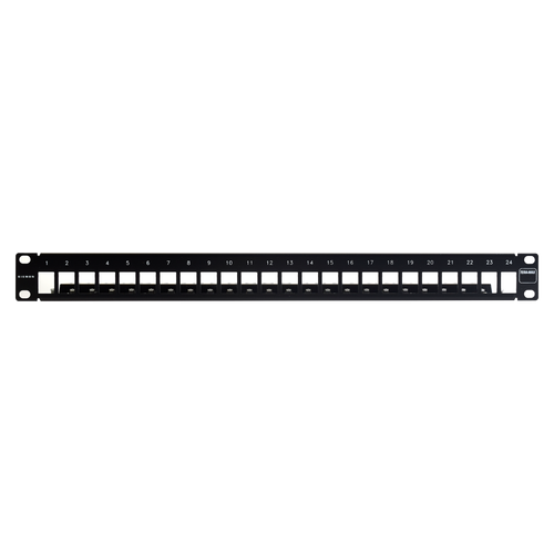 Patch Panel TERA-MAX Blindado de 24 Puertos, Modular (vacío), Plano, Color Negro, 1UR