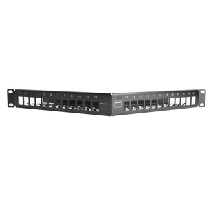Patch Panel TERA-MAX de 24 Puertos, Modular, Angulado, Color Negro, 1UR