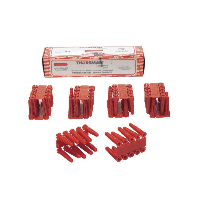 Taquete de 1/4  plástico paquete de 100 piezas para fijar objetos con tornillo en muros y techos de concreto o superficies sólidas, compatible con tornillo TH10X de 10 x 1 1/2"  (1103-03100)