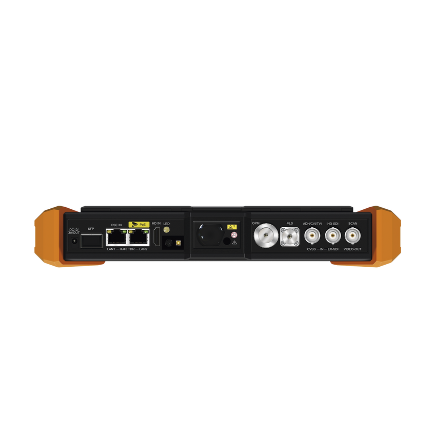Tester Profesional Multifunción | Pantalla Táctil 7" | Láser Integrado | Cámara Integrada | Prueba IP/HD Coaxial | 4K/8K | H.265/H.265 | ONVIF | WiFi | Analizador de Cable | Medidor de Potencia Óptica y Red | TDR |