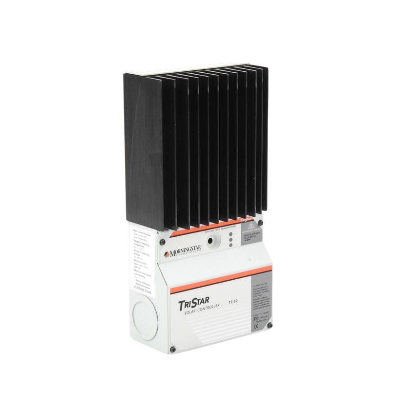 Controlador de Carga Solar TriStar PWM 60 A / 12V 24V 48V / Puerto RS-232 / Hasta 4 kW / Disipador de Calor / 7 Preajustes