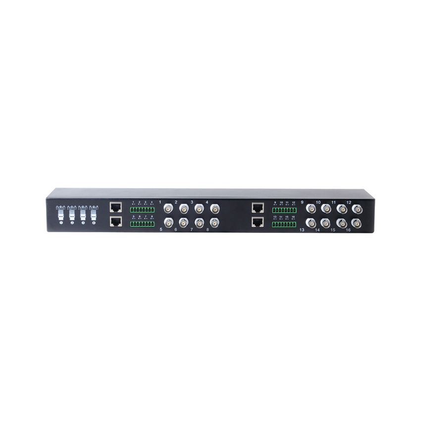 (TRANCEPTOR) RECEPTOR DE VIDEO PASIVO DE 16 CANALES / Resolución 4K / Compatible con cable UTP Cat 5e/6 / Compatible con HD-TVI/CVI/AHD/CVBS / TODO INCLUIDO PARA RACK / Protección Interconstruida contra sobretensión.