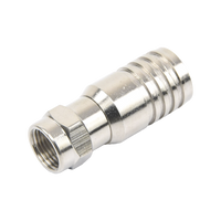 Conector F Macho en 75 Ohm, Plegable para Instalar en Cables Coaxiales RG-11, Cuerpo de Bronce-Niquelado/ Teflón.