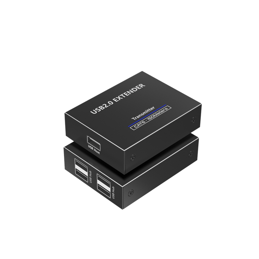 Kit EXTENSOR USB 2.0 de 4 Puertos para Distancias de Hasta  150 m | Soporta USB 2.0, USB 1.1 y USB 1.0 | UTP Cat 5e/6/6a/7 | Soporta Switch Gigabit | Ideal para Cámaras WEB, Impresoras, Escáner, Memorias, Mouse, etc.
