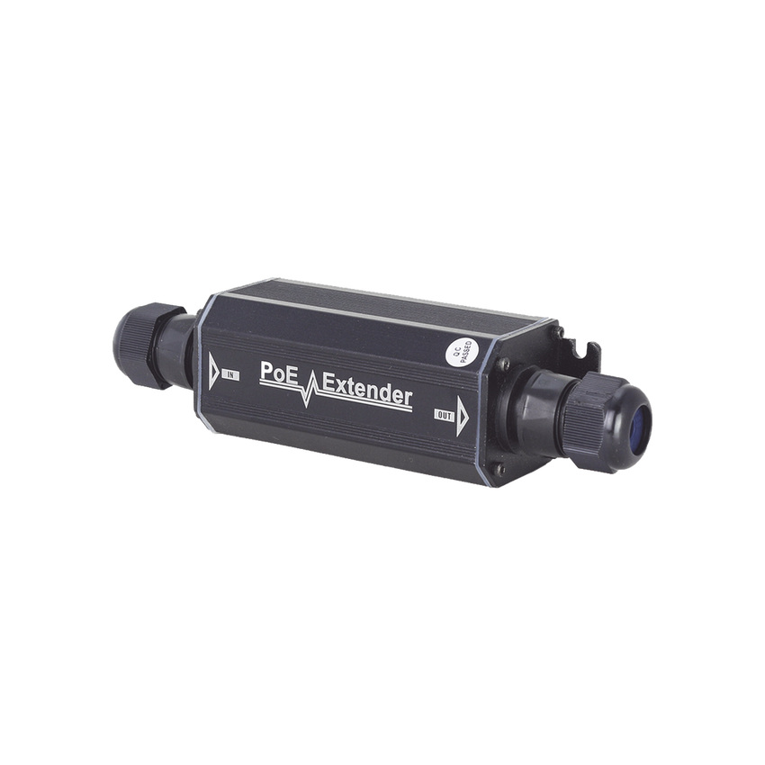 Extensor PoE / 100 Metros / Intemperie (IP66) /  60 Watts / 1 Puerto de Entrada  / 1 Puerto de Salida PoE / No requiere alimentación.