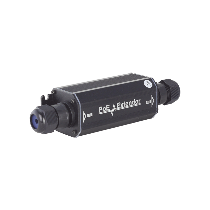Extensor PoE / 100 Metros / Intemperie (IP66) /  60 Watts / 1 Puerto de Entrada  / 1 Puerto de Salida PoE / No requiere alimentación.